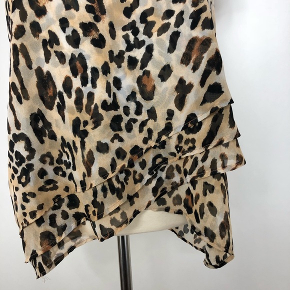 PAPER CRANE Layered Chiffon Leopard Print Top - Picture 4 of 7